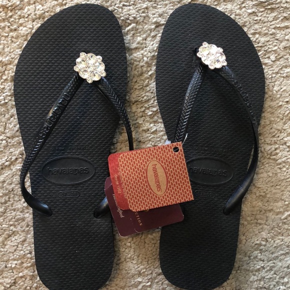 Havaianas Shoes - Women’s Havaianas Sandals. Black w/ Jewels 37-38